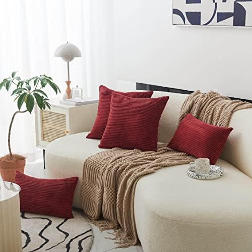 Home Brilliant Lumbar Throw Pillow Covers 12x20 inch 2 Pack Solid Striped - Image 3