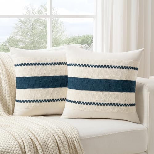 Fancy Homi Set of 2 Boho Teal Euro Decorative Throw Pillow Cover 26x26 Inch by Fancy+Homi