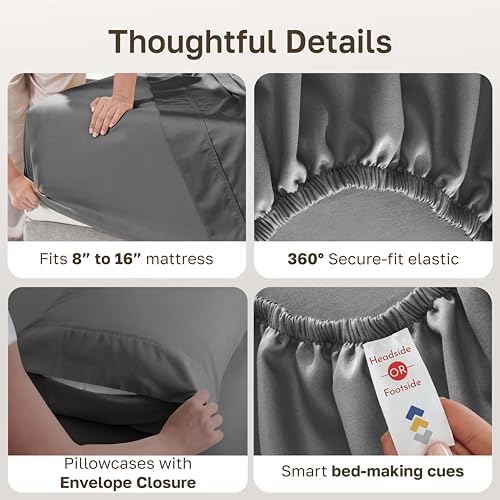 California Design Den Soft 100% Cotton Sateen King Sheets - Image 4