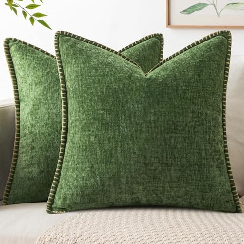 MIULEE Decorative Euro Sham Pillow Covers 26x26 Inch Forest Green 2 Pack by MIULEE
