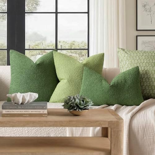 Foindtower Decorative Textured Boucle Throw Pillow Cover 18x18 Forest Green - Image 6