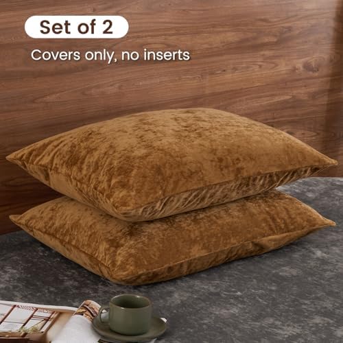 PHF Truly Velvet Pillowcases Standard 20"x26", Rusty Burnt Orange, No Insert - Image 4