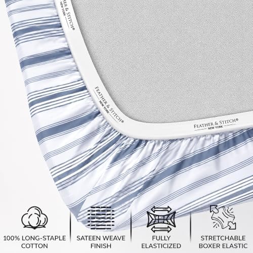 Feather & Stitch 100% Cotton Sateen 500 TC Queen Size Bed Sheet Set - Image 3
