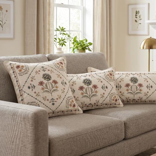 ISAENNE Designer Vintage Linen Throw Pillow Cover - Image 3