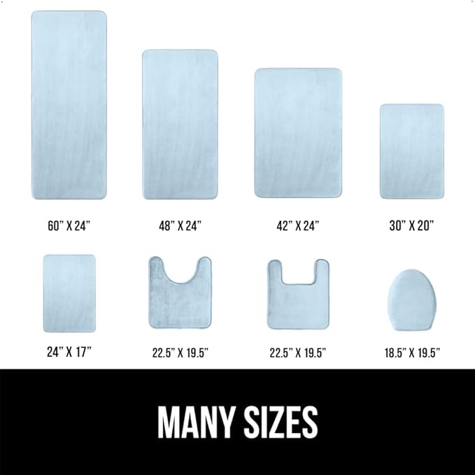 GORILLA GRIP Memory Foam Bath Rugs, Soft Absorbent Velvet Bathroom Mats, Durable Dots on Underside, Machine Washable Bathmat, Carpet Rug Room Decor for Shower Floor, 30x20 Mat, Light Blue