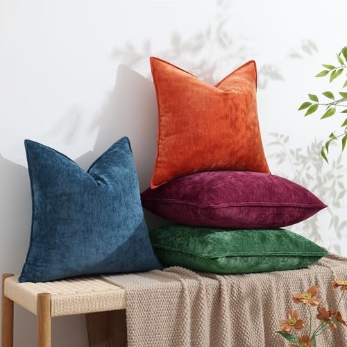 decorUhome Chenille Green Velvet Throw Pillow Covers 20x20 Set of 2 - Image 4