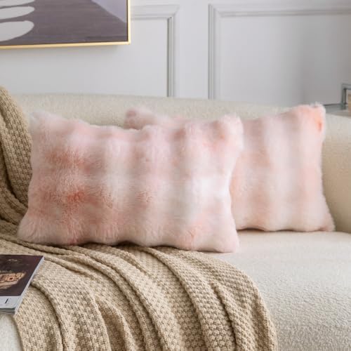 MADIZZ Pack of 2 Thick Plush Faux Wool Throw Pillow Covers Soft Boho Throw by Madizz