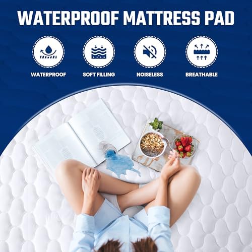 Waterproof King Mattress Protector, Mattress Pad fits Upto 16" Deep Pocket - Image 5