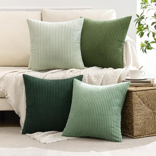 MIULEE Soft Corduroy Decorative Throw Pillow Covers Forest Green 18x18 - Image 5