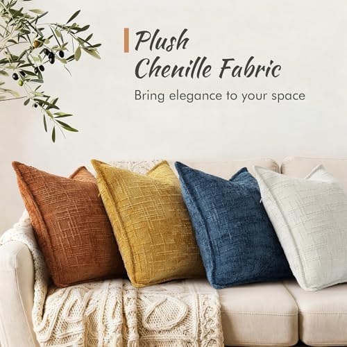 decorUhome Chenille Decorative Throw Pillow Covers 26x26 Set of 2 - Image 4