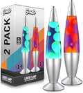 JAMBO 2 Pack- 16" Beautiful Lamp- Blue with Yellow/Green Wax and Purple with Yellow Wax, Relaxing Liquid Lamp, Night Light Nightlight, Lamps for Adults Teens Kid by Jambo