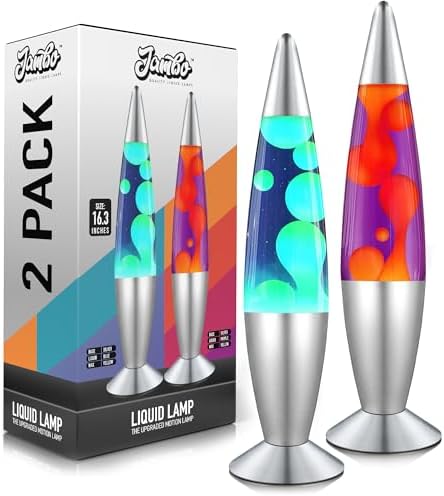 JAMBO 2 Pack- 16" Beautiful Lamp- Blue with Yellow/Green Wax and Purple with Yellow Wax, Relaxing Liquid Lamp, Night Light Nightlight, Lamps for Adults Teens Kid by Jambo