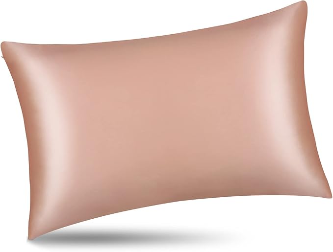 ALASKA BEAR Silk Pillowcase for Curly Hair and Skin Women Real Mulberry Silk Pillow Case Standard Single (1 Pack, Rose Gold)