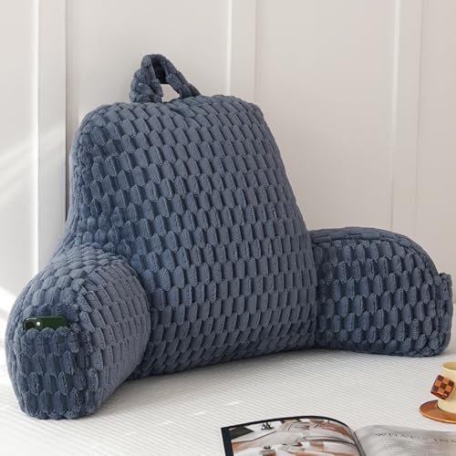 Fluffy Reading Pillow for Sitting in Bed, Large Backrest Bed Pillow by YAOSHUHO