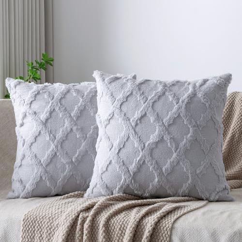 Set of 2 Soft Moroccan Throw Pillow Covers 18x18 Inch Plush Boho Decorative by Cozoomy