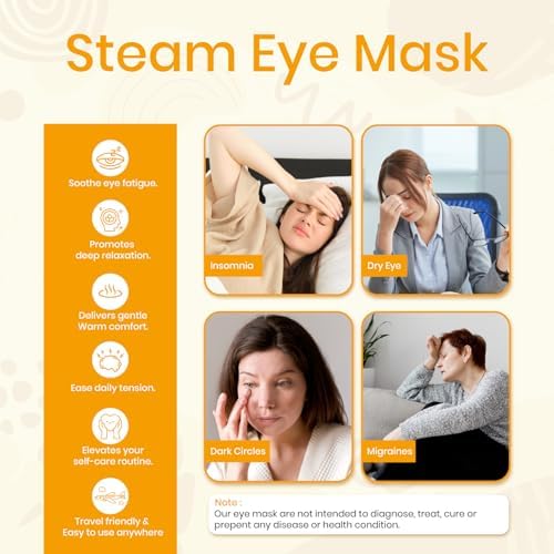 LANNA Heated Steam Eye Mask, Disposable 120 Minutes, Chamomile Scent 5 Pcs - Image 5