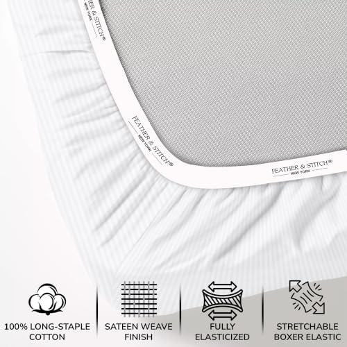 Feather & Stitch 100% Cotton Sateen 500 TC King Size Bed Sheet Set - Image 3
