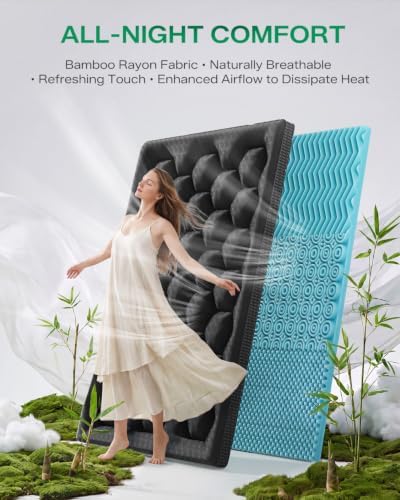 Dual Layer 4 Inch King Size Mattress Topper, Memory Foam Mattress Topper - Image 2