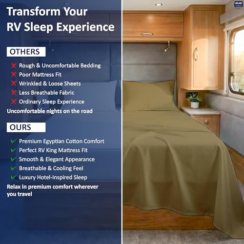 Cottingon 4 Piece RV King Sheets Fits 15" Deep, Egyptian Cotton - Image 5