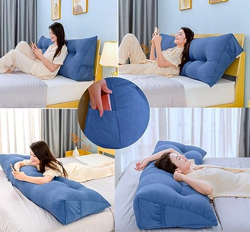 Peachwell Handmade Headboard Pillow- Triangular Wedge Support Large Bolster - Image 5