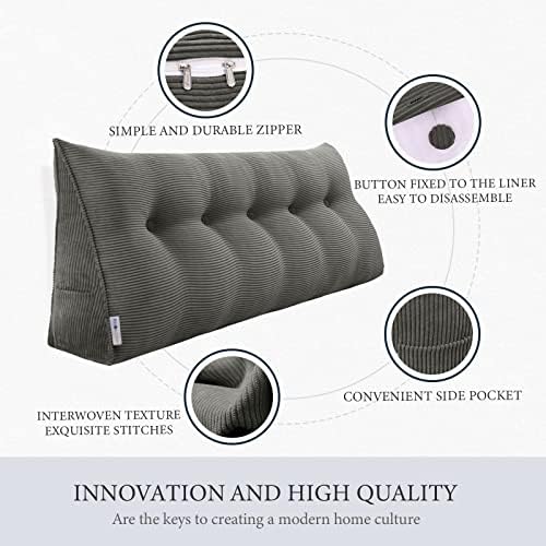 Headboard Pillow Full Dorm Back Support Reading Pillow, Dark Gray - Image 3