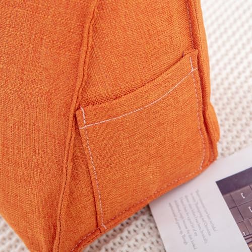 Triangular Reading Pillow with Side Pocket, Backrest Support Cushion - Image 4