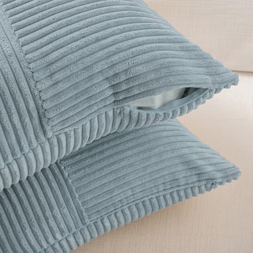 Fancy Homi Set of 2 Light Blue Decorative Throw Pillow Covers 18x18 Inch - Image 3