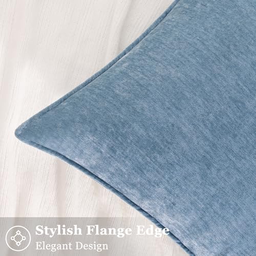 decorUhome Chenille Blue Grey Velvet Throw Pillow Covers 16x16 Set of 2 - Image 3