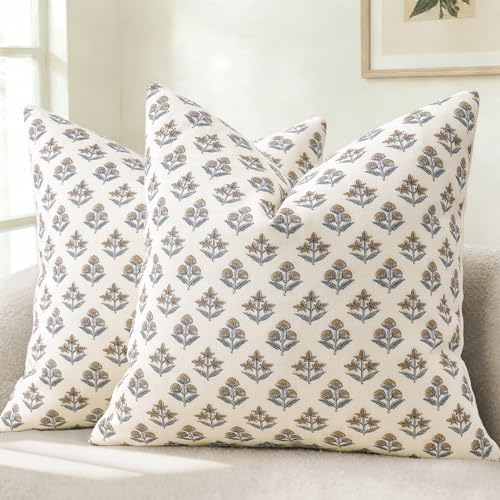YCOLL Farmhouse Floral Pillow Covers 22x22 Set of 2, Rustic Country Decorative by PillowCoversExpert