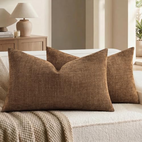 decorUhome Chenille Decorative Throw Pillow Covers 12x20 Set of 2 by decorUhome