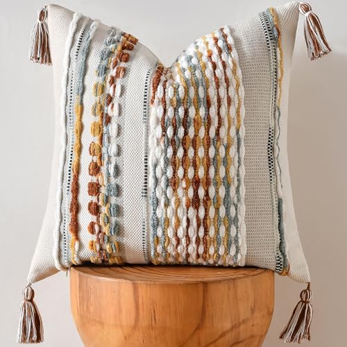 AmHoo Chenille Striped Textured Boho Throw Pillow Covers Aesthetic by AmHootextile