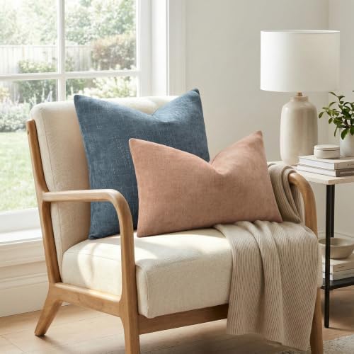 decorUhome Chenille Throw Pillow Covers 16x16 Set of 2, Dusty Pink - Image 4