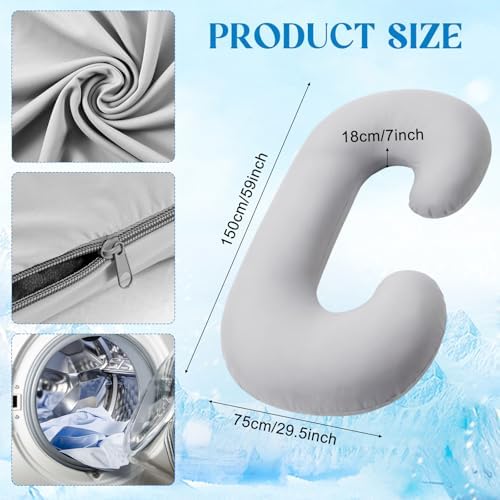 Hahafelt Cooling Pregnancy Pillow Cover 59 Inch Large C Shaped Full Body - Image 2