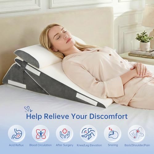 Vekkia 2PCS Wedge Pillow Set for Sleeping After Surgery, Fit for Acid Reflux - Image 3
