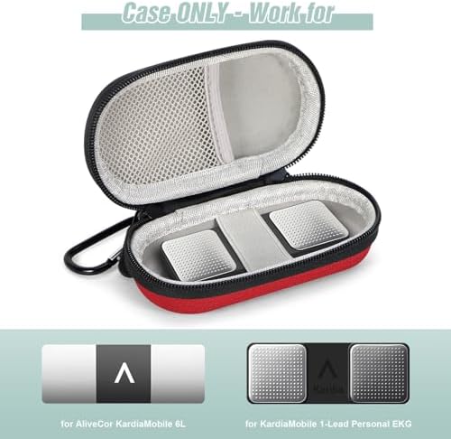 Red Mini Hard Shell Carrying Case, Kardia EKG Earbuds Travel Pouch - Image 3
