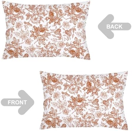 Orange and White Porcelain Floral Throw Pillow Cases Queen Size Set of 2 - Image 5