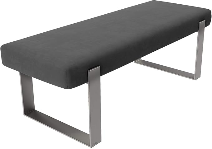 VANT Upholstered Bed Bench - Micro Suede Charcoal Grey - Brushed Nickel - Contemporary Modern, Bedroom Bench Seat, Hallway, or Entryway
