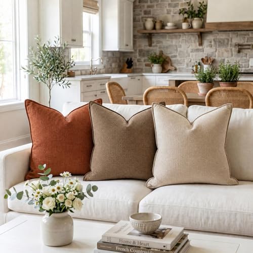 Fancy Homi Set of 2 Brown 18x18 Inch Soft Chenille Decorative Throw Pillow - Image 2