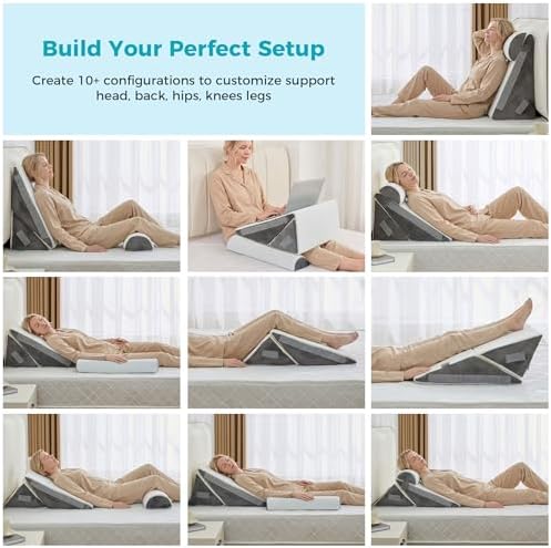 BDEUS 3PCS Wedge Pillow Set for After Surgery, Back Pillow for Bed Sitting up - Image 4