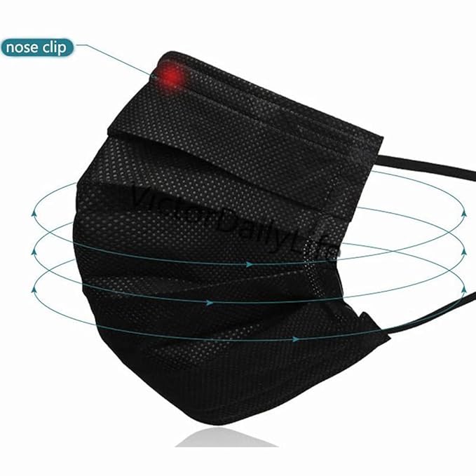 NNPCBT 1000PCS 3 ply black disposable face mask breathable face masks
