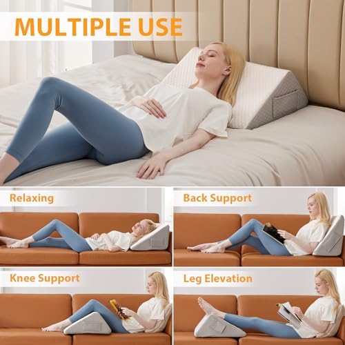 Ruqmuis Knee Pillow for Back Sleeping, 8” Knee Wedge Pillow to Elevate Knee - Image 2