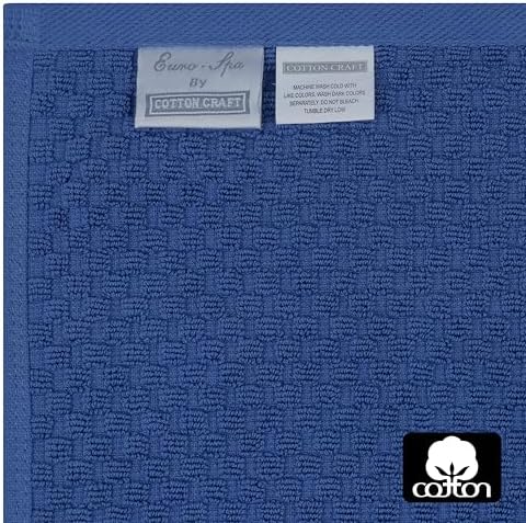 COTTON CRAFT Euro Spa Waffle Weave Bath Towels - Set of 4 Blue Towels - Image 7