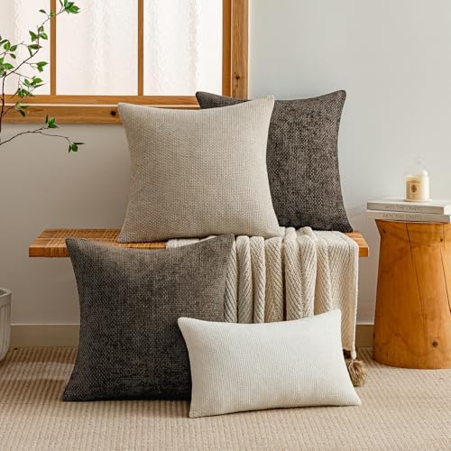 a moment Dark Brown Chenille Throw Pillow Covers 12x20 Inch Pack of 2 Modern - Image 6