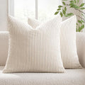 MIULEE Decorative Corduroy Throw Pillow Covers Set of 2 20x20 Cream White by MIULEE