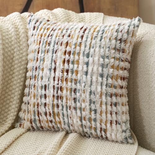 Aeckself Boho Chenille Tufted Pillow Cover 20 x 20 Inch, Decorative Square by AECKSELF