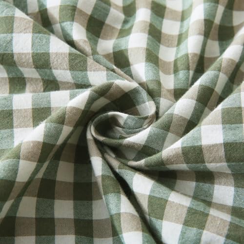 Mywinlle Sage Green Gingham Plaid Ruffle Euro Shams 26"x26" - Image 5