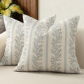 Vintage Throw Pillow Covers 24x24 Set of 2, Striped Floral Pillow Cover by DKwizme