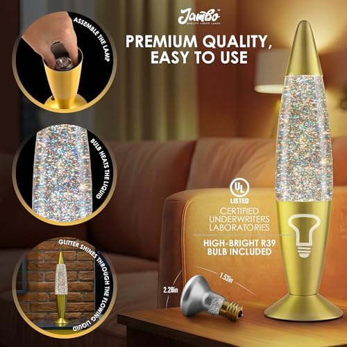 Jambo 16-Inch Rainbow Glitter Lamp I Beautiful Liquid Lamp I Entertaining for Adults and Kids I Perfect Holiday Gift - Image 6