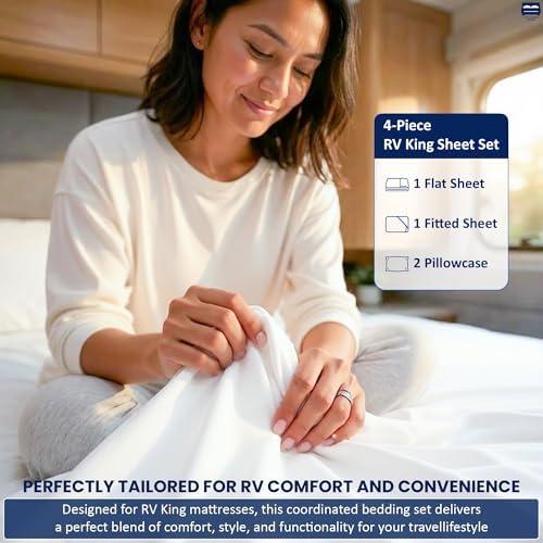 Cottingon 4 Piece RV King Sheets Fits 15" Deep, Egyptian Cotton - Image 6