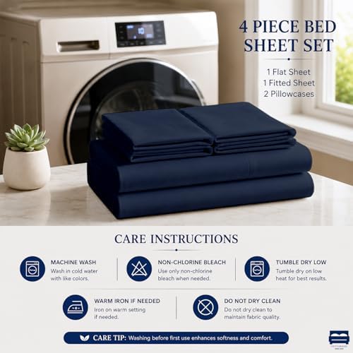 Cottingon 4 Piece Twin Sheets Fits 16" Deep, Egyptian Cotton - Image 5